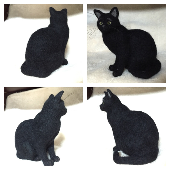 オーダー 愛猫 黒猫 羊毛フェルト 3枚目の画像