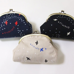 星空と小鳥の刺繍がまぐち［flüchtig］ 3枚目の画像