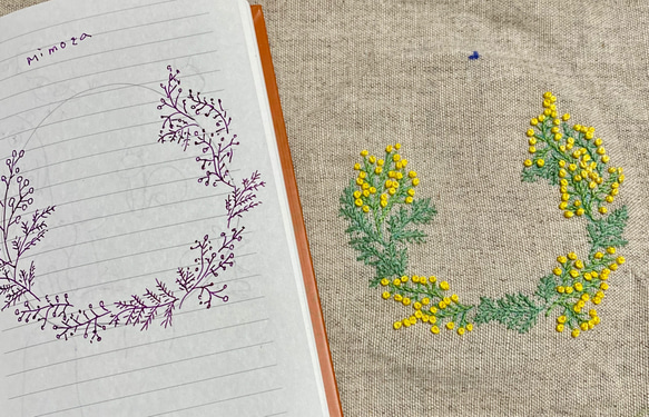 ミモザ刺繍がま口 3枚目の画像