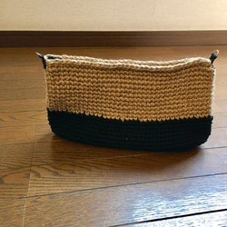 麻とコットンの手編みポシェット 3枚目の画像