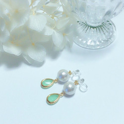 rock glass cotton pearl earring 4枚目の画像