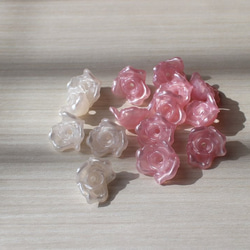 薔薇のようなヴィンテージルーサイトのお花ビーズ・２種類【15個セット】 2枚目の画像