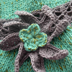 花モチーフ付きフリル帽子－ミント 2枚目の画像
