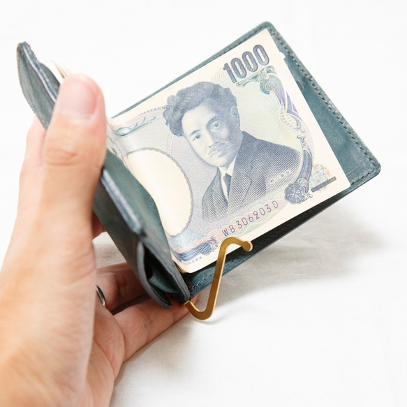 小銭入れ付札バサミ（マネークリップ） Fermare（フェルマーレ）イタリア植物タンニンなめし革・プエブロ 3枚目の画像