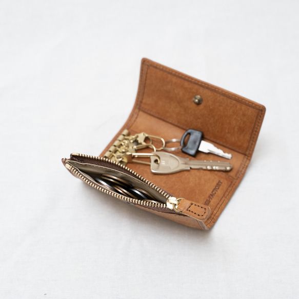 鑰匙包和錢包Quattro / Pueblo Cognac（淺棕色） 第4張的照片