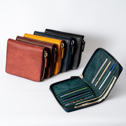 スクエアラウンドファスナーウォレット（カード・札入れ）イタリア植物タンニンなめし革・プエブロ 【送料無料】 1枚目の画像