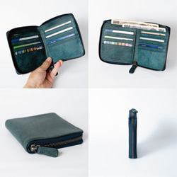 スクエアラウンドファスナーウォレット（カード・札入れ）イタリア植物タンニンなめし革・プエブロ 【送料無料】 2枚目の画像