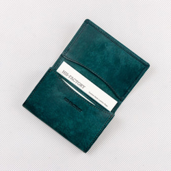 名刺入れ（カードケース）/イタリア植物タンニンなめし革　プエブロ／ペトローリオ（ブルーグリーン） 1枚目の画像