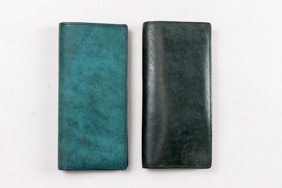 名刺入れ（カードケース）/イタリア植物タンニンなめし革　プエブロ／ペトローリオ（ブルーグリーン） 4枚目の画像