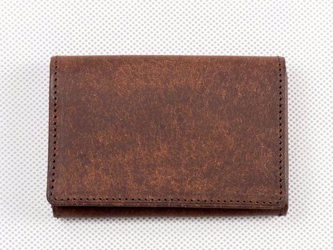 名刺入れ　イタリア植物タンニンなめし革　プエブロ/タバコ（ブラウン）【送料無料】