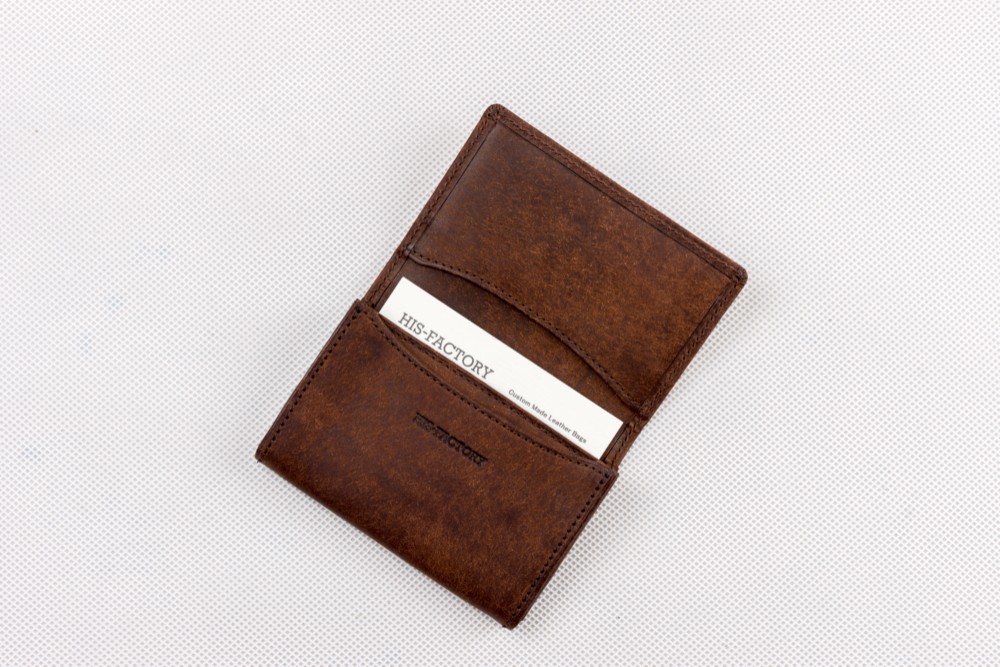 名刺入れ　イタリア植物タンニンなめし革　プエブロ/タバコ（ブラウン）【送料無料】