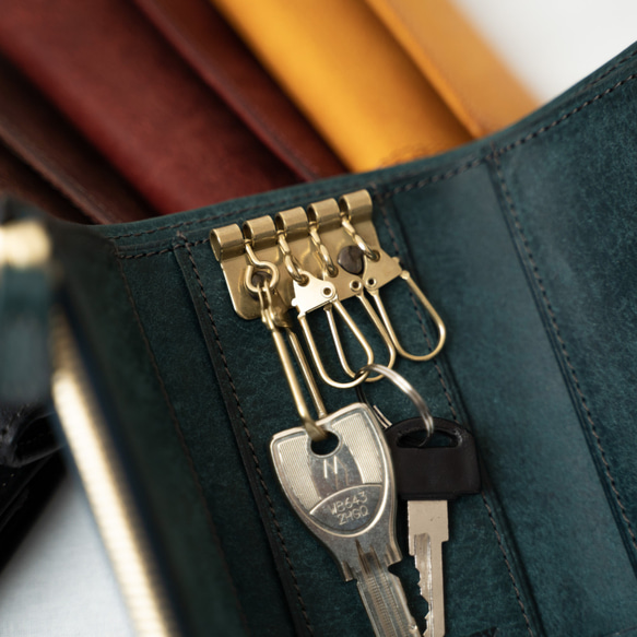 鑰匙包和錢包Quattro意大利工廠植鞣皮革，普韋布洛/黑色[免費送貨] 第2張的照片