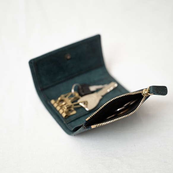 鑰匙包和錢包Quattro意大利工廠植鞣皮革，普韋布洛/黑色[免費送貨] 第5張的照片