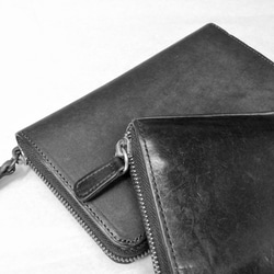 鑰匙包和錢包Quattro意大利工廠植鞣皮革，普韋布洛/黑色[免費送貨] 第9張的照片