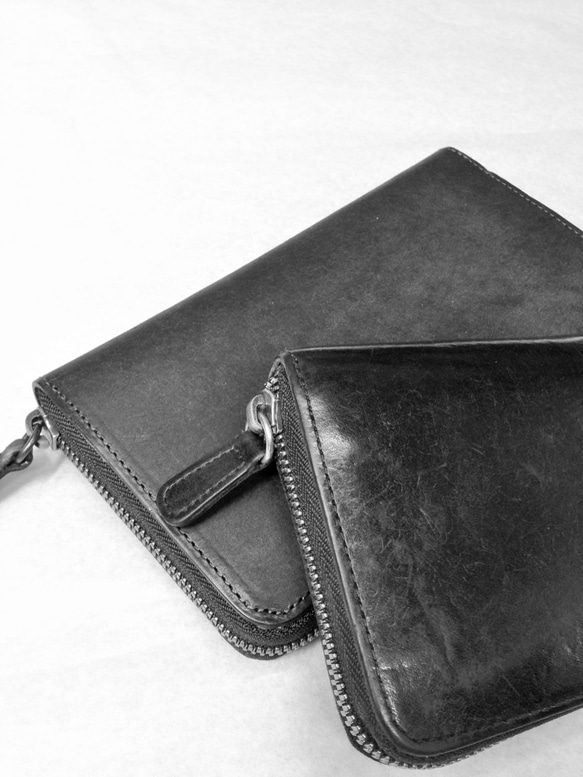 鑰匙包和錢包Quattro意大利工廠植鞣皮革，普韋布洛/黑色[免費送貨] 第9張的照片