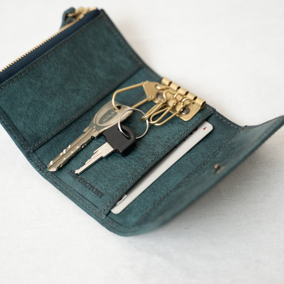 鑰匙包和錢包Quattro意大利工廠植鞣皮革，普韋布洛/黑色[免費送貨] 第7張的照片