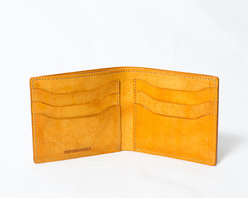 二つ折り財布（小銭入れ無）プエブロ/ナポリ・イタリア植物タンニン