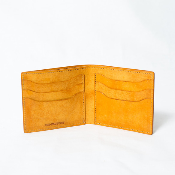 二つ折り財布（小銭入れ無）プエブロ/ナポリ・イタリア植物タンニン