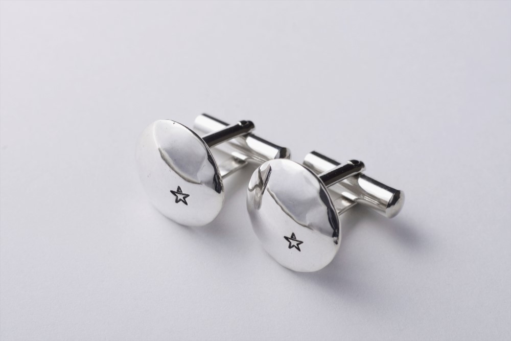 スターカフスボタン　silver950/メンズ/プレゼント/手作り/カフリンクス/就職祝い/スター