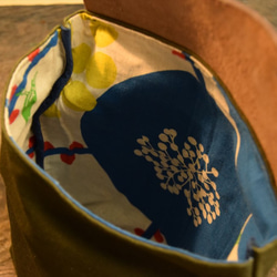 Bottello皮革和帆布組合肩背巧克力×苔綠手縫/男士/女士/禮品/燈 第5張的照片