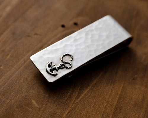 マネークリップ アンカー18ミリ シルバー/名入れ可能/手曲げ/メンズ