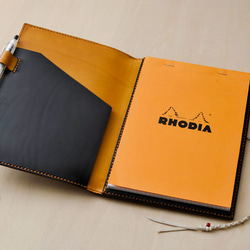可以輸入帶有RODIA名稱的雙面butero皮革筆記本/可以手工縫製完成/男士/女士/禮物/其他尺寸 第4張的照片