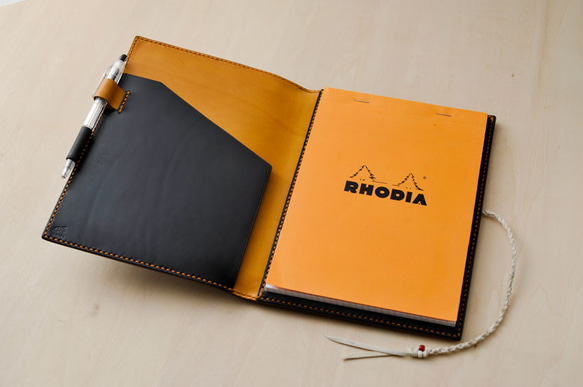 可以輸入帶有RODIA名稱的雙面butero皮革筆記本/可以手工縫製完成/男士/女士/禮物/其他尺寸 第4張的照片