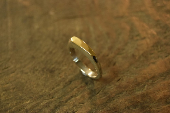 k18和銀色的組合男士/女士/禮物/可個性化/尺寸可調節/結婚戒指/ 第1張的照片