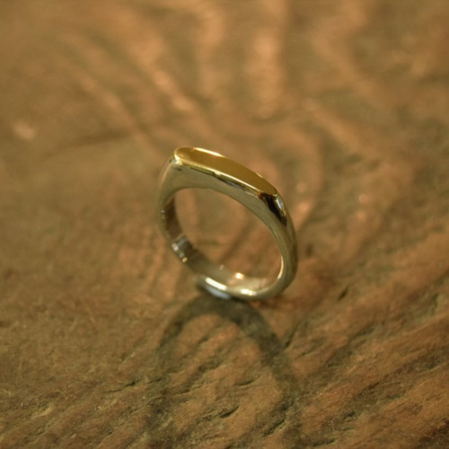 k18とシルバーのコンビリング メンズ・レディース/プレゼント/名入れ