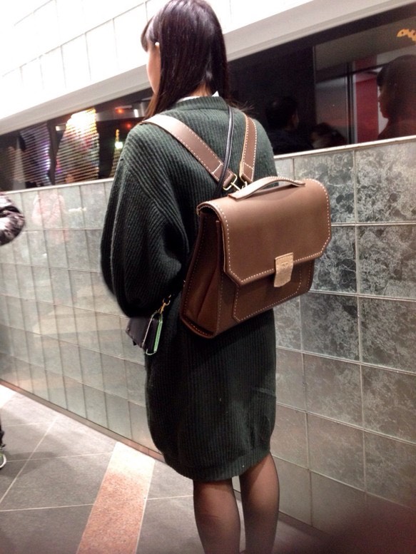 カバン型リュック2ブラウン牛革手縫い リュック・バックパック yacky's