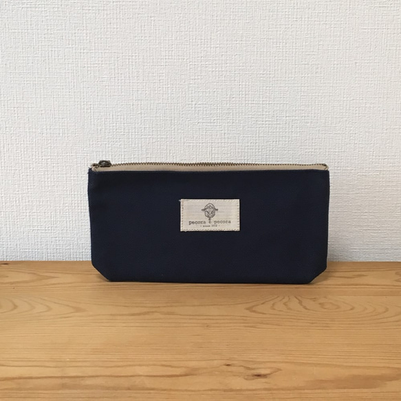 フラットペンケースL（ネイビー） 1枚目の画像