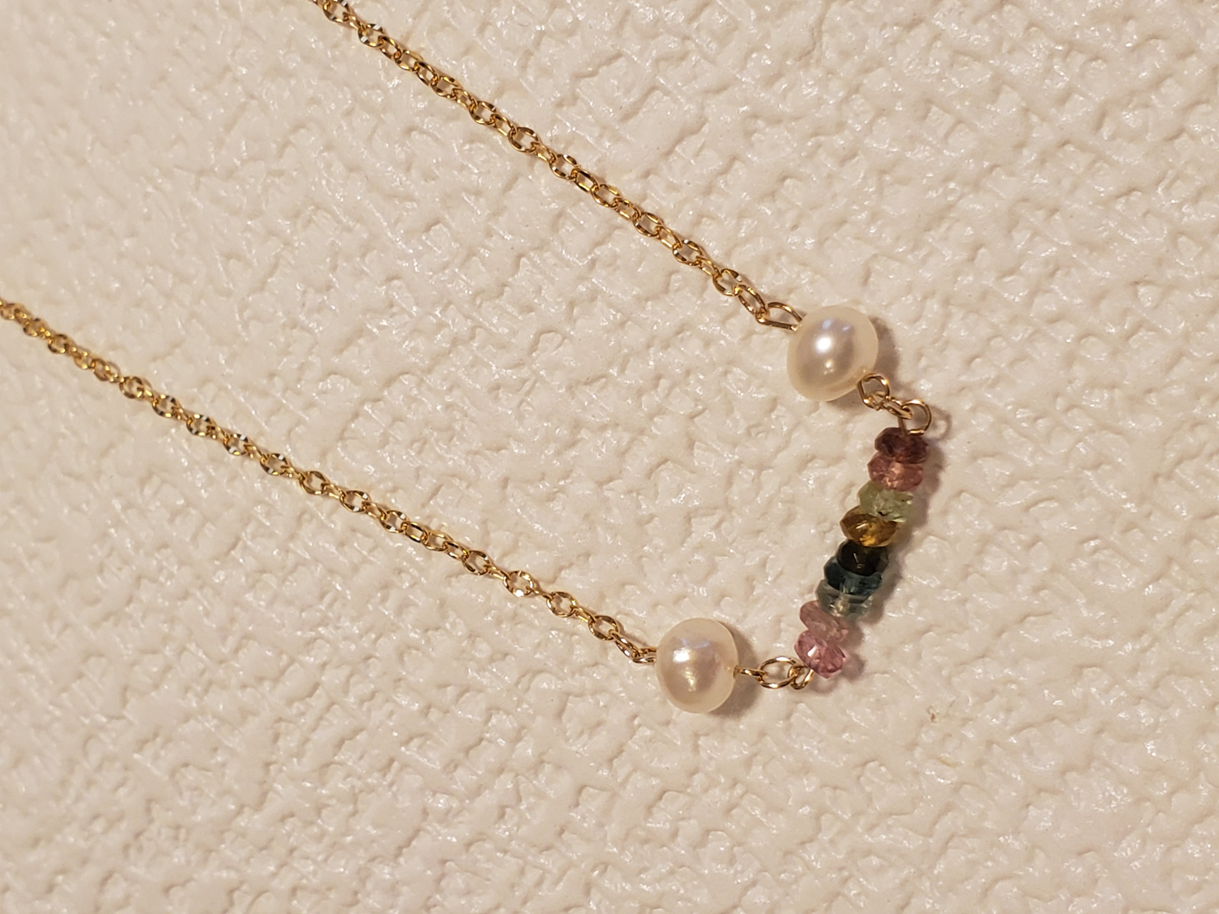 14kgf  トルマリンとパールのネックレス