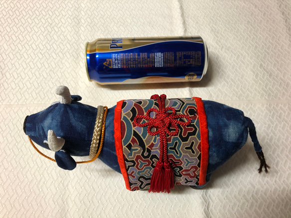 天然藍染布で作った干支の人形 5枚目の画像