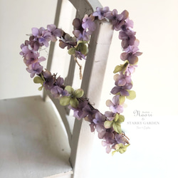 アンティーク紫陽花のハートリース 1枚目の画像