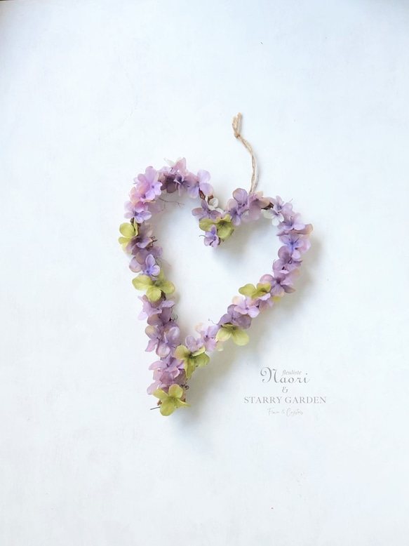 アンティーク紫陽花のハートリース 9枚目の画像