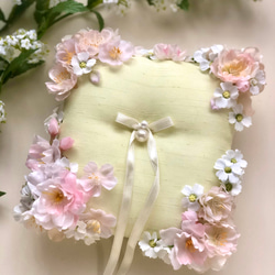ピンクブロッサム　桜のリングピロー　 3枚目の画像
