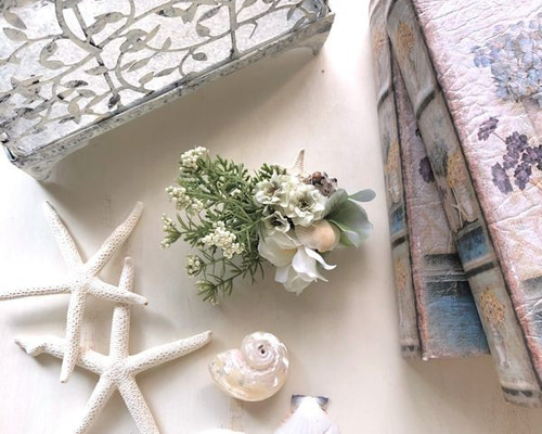 新作☆人魚の髪飾り　流れ星 人魚姫の髪飾り 海の泡と青い貝殻 コサージュ seaha20-01 その他ヘア