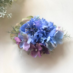 矢車草と紫陽花の青い髪飾り　no.1829 1枚目の画像