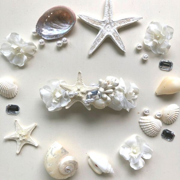 海の星と貝殻のバレッタ　seaha20-06 2枚目の画像