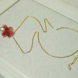 1條純棉珍珠項鍊♡紅絲帶 第3張的照片