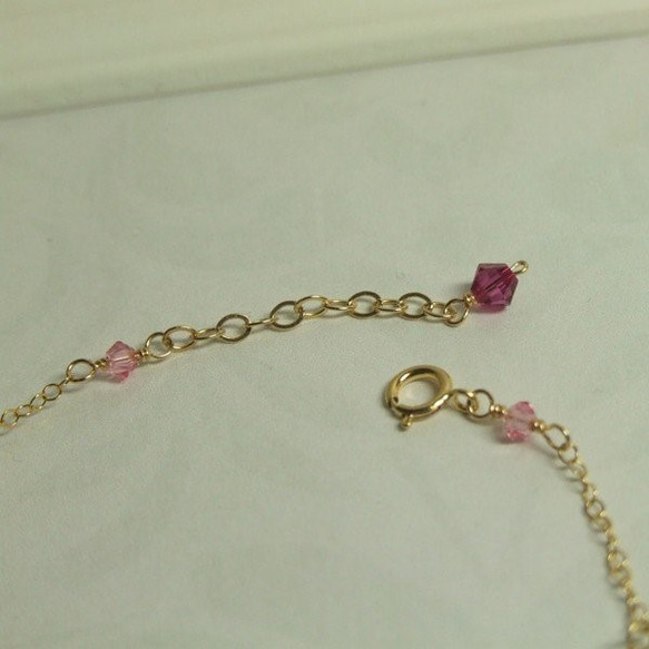 14kgf 手鍊 ♡ Swarovski Heart Charm 印度粉紅 第5張的照片