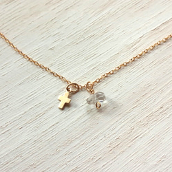 14kgf項鍊♡1粒Herkimer Diamond＆Cross Charm 第5張的照片