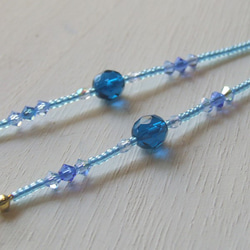 玻璃繩♡施華洛世奇×捷克珠（眼鏡繩·錶帶）藍色 第3張的照片