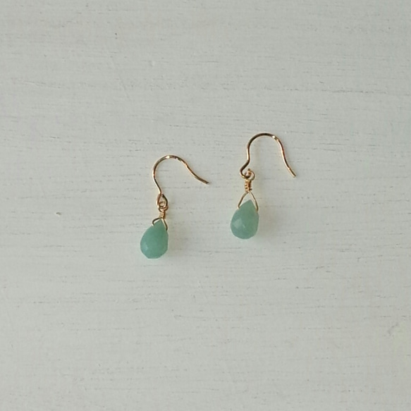 14kgf小巧耳環♡Amazonite 第1張的照片