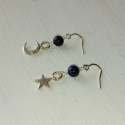 Silver925 耳環 ♡ 青金石 x 月亮和星星 第3張的照片