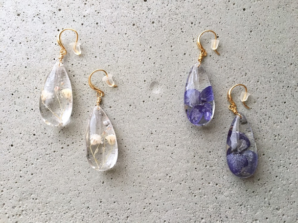 【SALE】かすみ草の雫ピアス(白) 1枚目の画像