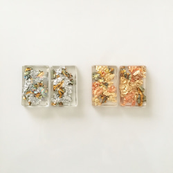 箔レジンピアス(シルバー系) 2枚目の画像