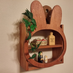 訂製☆木製☆兔臉展示架☆櫻桃木 第2張的照片