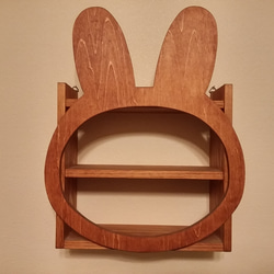 訂製☆木製☆兔臉展示架☆櫻桃木 第3張的照片