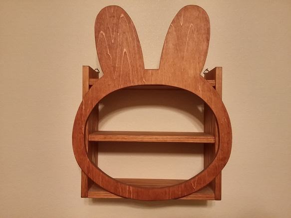 訂製☆木製☆兔臉展示架☆櫻桃木 第3張的照片